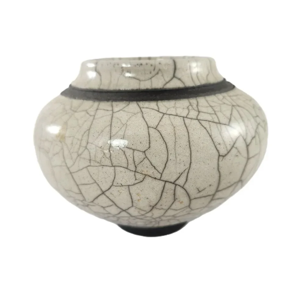 Raku Pottery Vase Jeff Hale Studio OOAK Vessel Pot Signed 1992 As Found